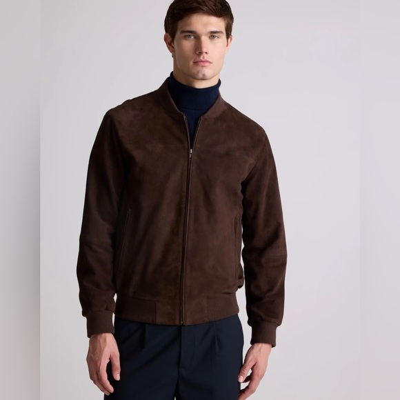 QUINCE Espresso 100% Top Grain Goat Suede Men’s Bomber Jacket NWT Size Large - Picture 9 of 13